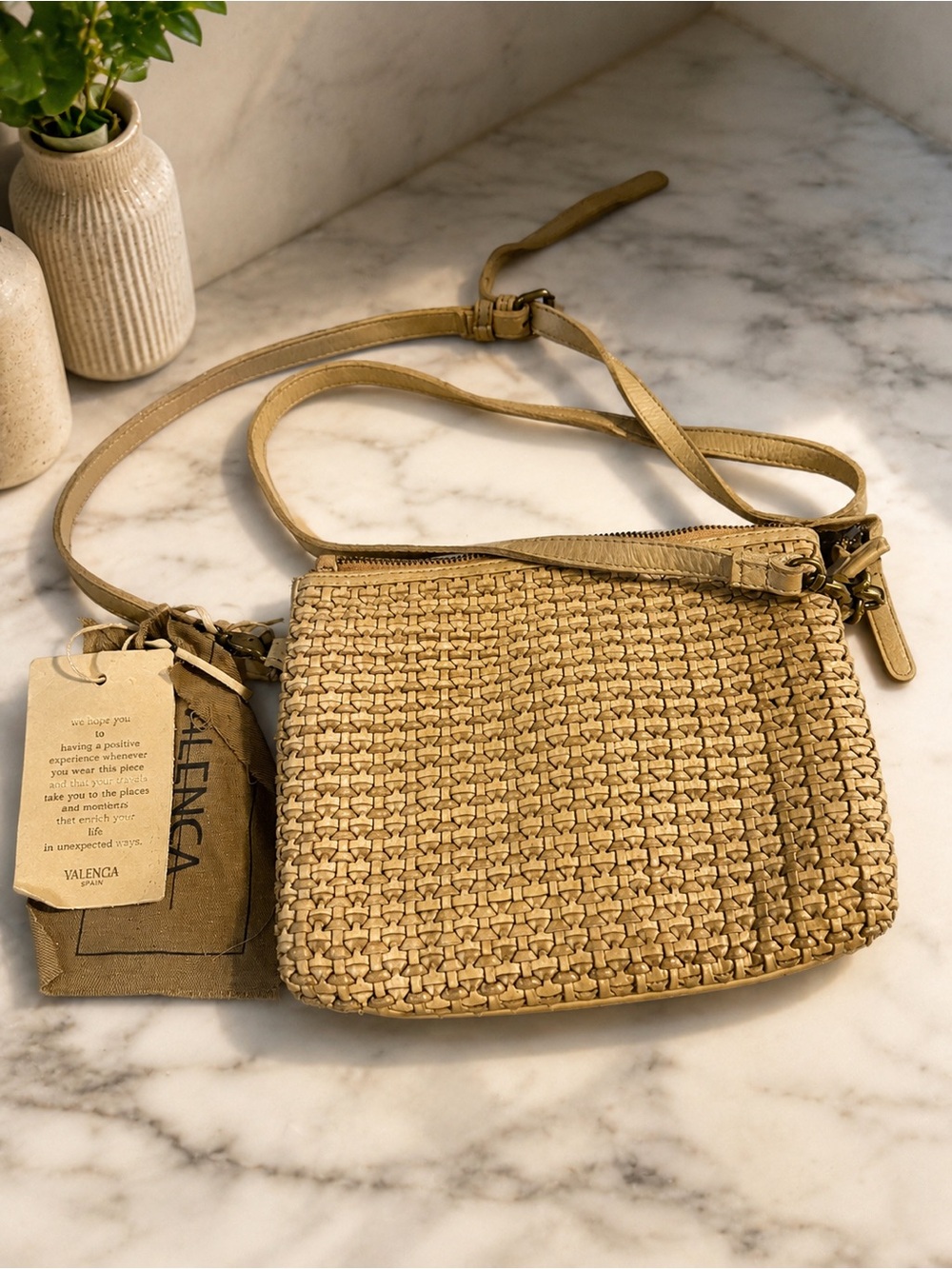 NEW! VILENCA HOLLAND Leather Woven Crossbody Bag